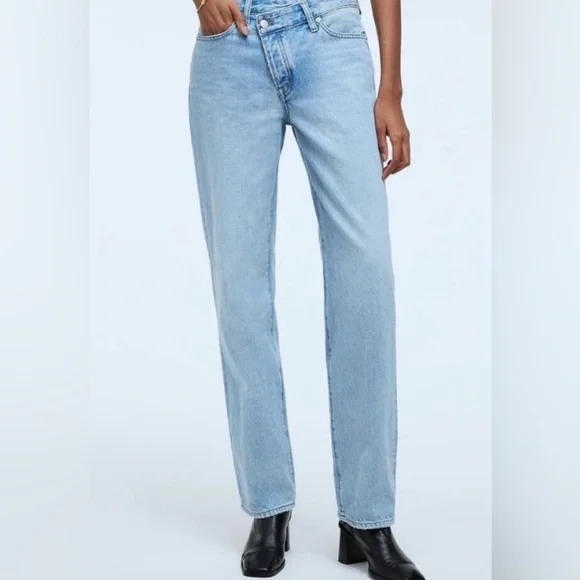 Madewell light wash low slung straight jeans asymmetrical 29 - Picture 4 of 10